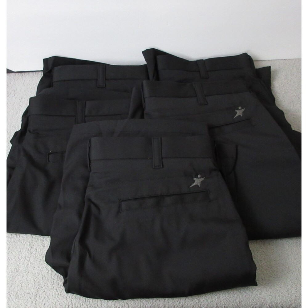 5X Aramark FlexFit Shorts Mens 33R Black Polyester Zipper‎ Pocket Uniform Work